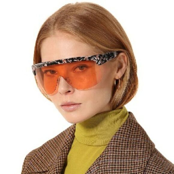 NEW Loewe LW40034U 55S Shiny Colour Havana Bordeaux Mask Shield Women Sunglasses